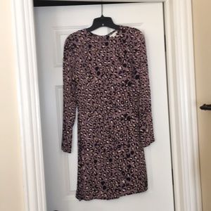 HM dress animal print mauve, brown, cream, black.